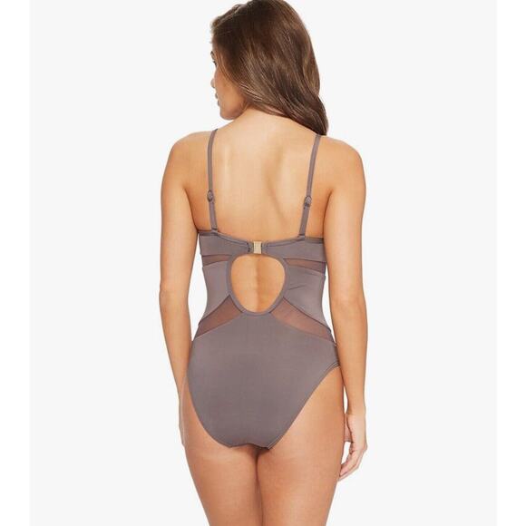 Jets by Jessika Allen Women's Aspire Plunge Cut Out One-Piece Slate 12 Swimsuit - Picture 3 of 10